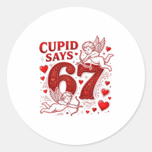 Adesivo Redondo Cupido Diz 67 Cute Engraçado Dia dos Namorados 6 7