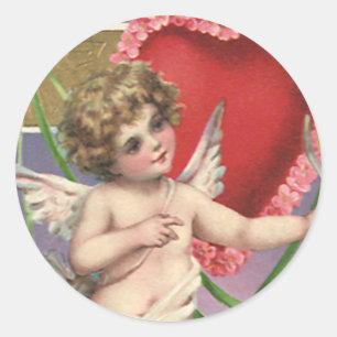 Adesivo Redondo Cupido do dia dos namorados do Victorian do