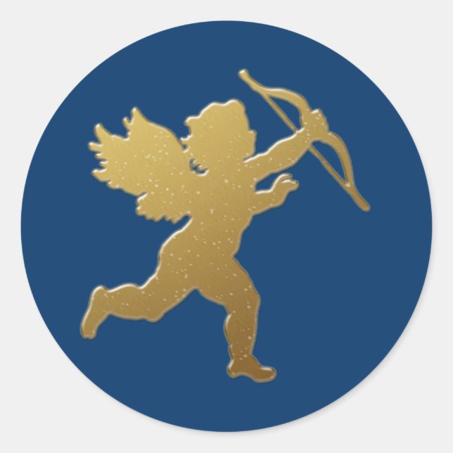 Adesivo Redondo cupido dourado (Frente)