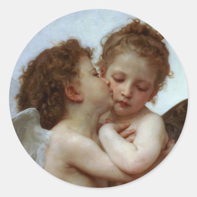Adesivo Redondo Cupido e Psicose como Crianças (Frente)