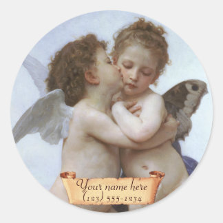 Adesivo Redondo Cupido e Psyche Pré-Raphaelite