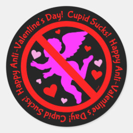 Adesivo Redondo Cupido é um bom dia anti-Valentim