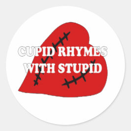 Adesivo Redondo Cupido Rhymes Com Estúpidos