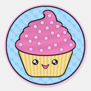 Adesivo Redondo Cuppy Cake Kawaii Stickers