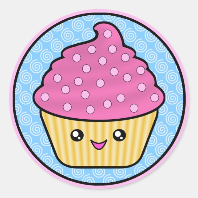 Adesivo Redondo Cuppy Cake Kawaii Stickers (Frente)