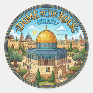 Adesivo Redondo Cúpula da Rocha Jerusalém Israel