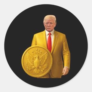Adesivo Redondo Cúpula Dourada Trump Grande Mapa Americano Patriót