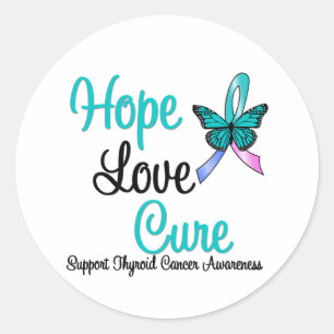 Adesivo Redondo Cura do amor da esperança do cancer de tiróide