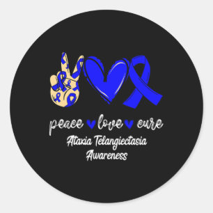 Adesivo Redondo Cura Paz Amor Ataxia Telangiectasia Fita Azul