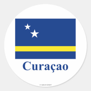 Adesivo Redondo Curaçau embandeira com nome no Dutch
