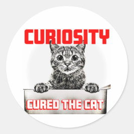 Adesivo Redondo Curiosidade Curou o Gato