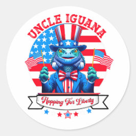 Adesivo Redondo Curioso 4 de julho iguana patriótica Button
