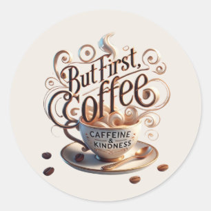 Adesivo Redondo Curioso adicionar seu compro de café de texto