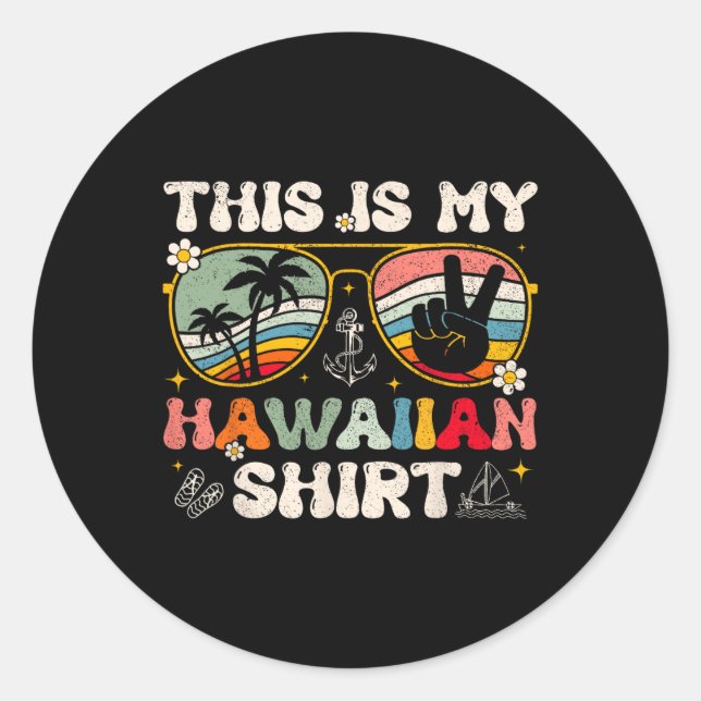 Adesivo Redondo Curioso Este É O Meu Par Tropical De Luau Havaiano (Frente)