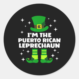 Adesivo Redondo Curioso porto-riquenho irlandês Leprechaun St Patr