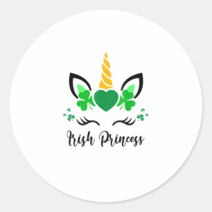 Adesivo Redondo Curioso Unicorn Face Shamrock Irish Princess Rua P
