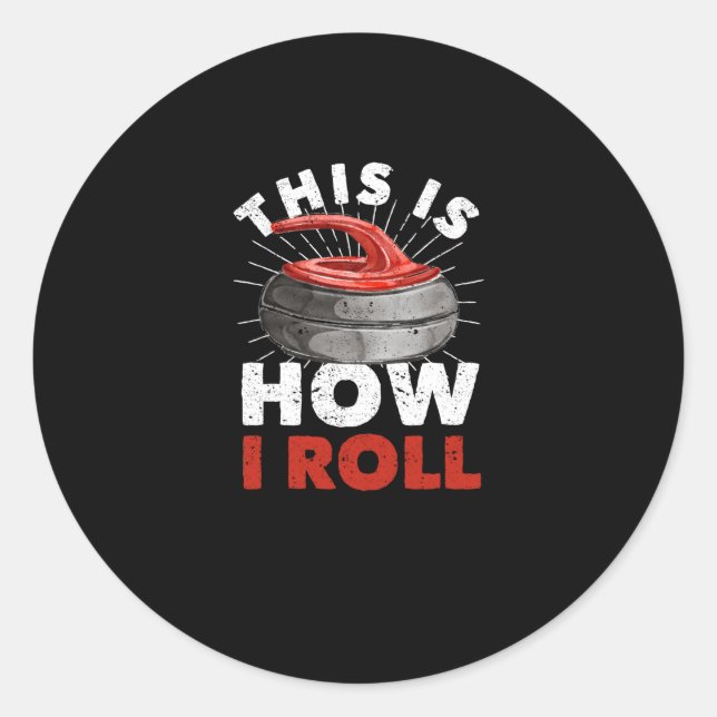 Adesivo Redondo Curling Player Fan Winter Sports Curler (Frente)