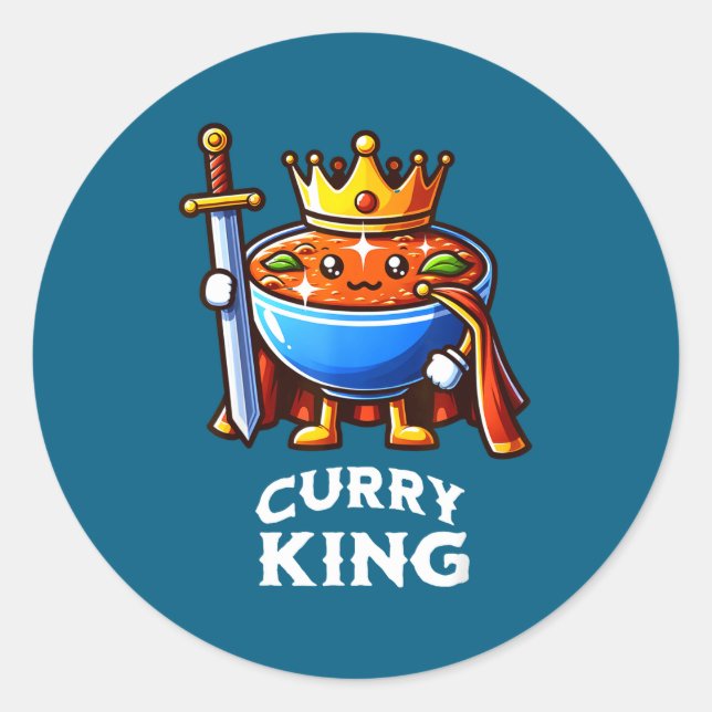 Adesivo Redondo Curry King Funny Quote Curry Indian Food Lover  (Frente)