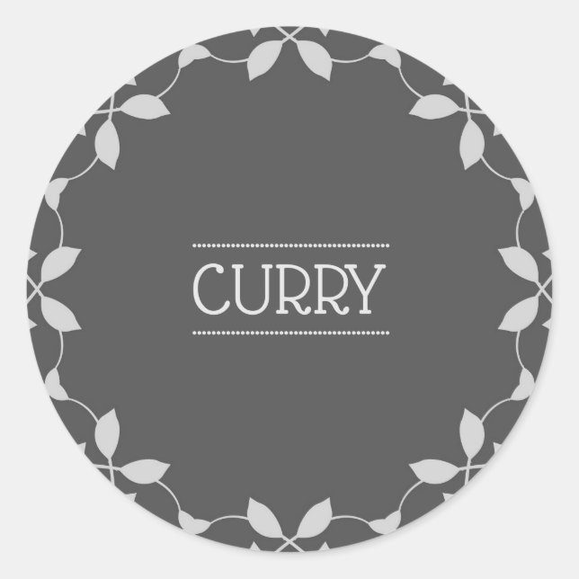 Adesivo Redondo Curry Spice Jar Labels (Frente)