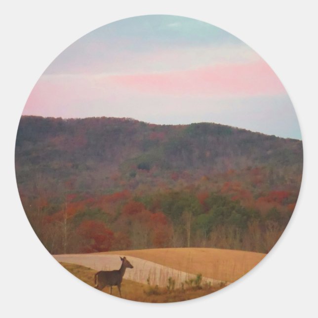 Adesivo Redondo Curso de golfe no pôr do sol (Frente)