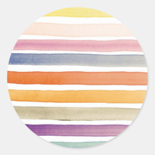 Adesivo Redondo Cursos pintados mão da escova da aguarela,