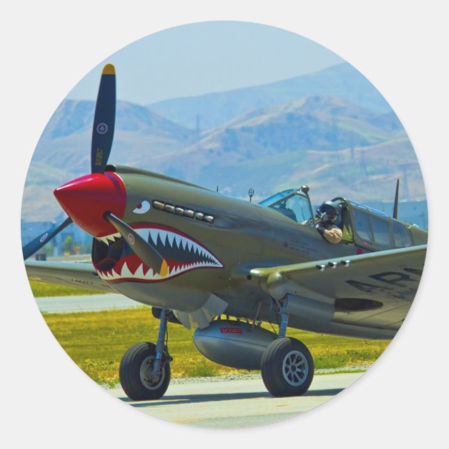 Adesivo Redondo Curtis P-40 Warhawk (Frente)