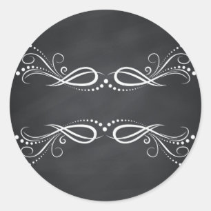 Adesivo Redondo Curvas Faux Chalkboard de Vazio Floral Personaliza