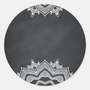 Adesivo Redondo Curvas Faux Chalkboard de Vazio Floral Personaliza