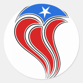 Adesivo Redondo Curvy Porto Rico Flag Design