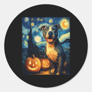 Adesivo Redondo Custa Americana Staffordshire Terrier Dog Hallowee