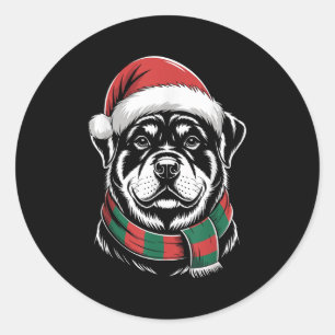 Adesivo Redondo Custo de Natal do Rottweiler Dog Xmas Santa Hat