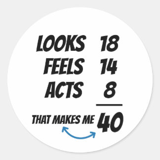 Adesivo Redondo Custom Age Equation Funny Personalized Birthday 