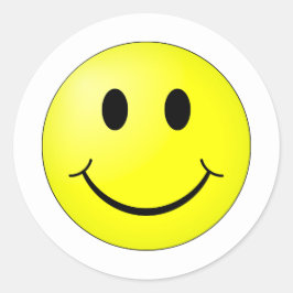 Adesivo Redondo Custom Background Color Yellow Happy Face Sticker