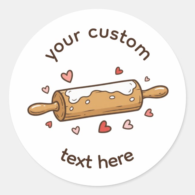 Adesivo Redondo Custom Bakery Label Sticker | Rolling Pin Bake (Frente)