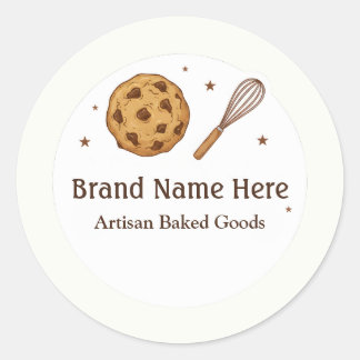 Adesivo Redondo Custom Bakery logo Sticker - Cookie & Whisk deisgn