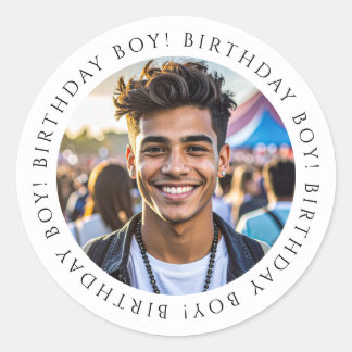 Adesivo Redondo Custom Birthday Boy Photo Envelope Seal Sticker