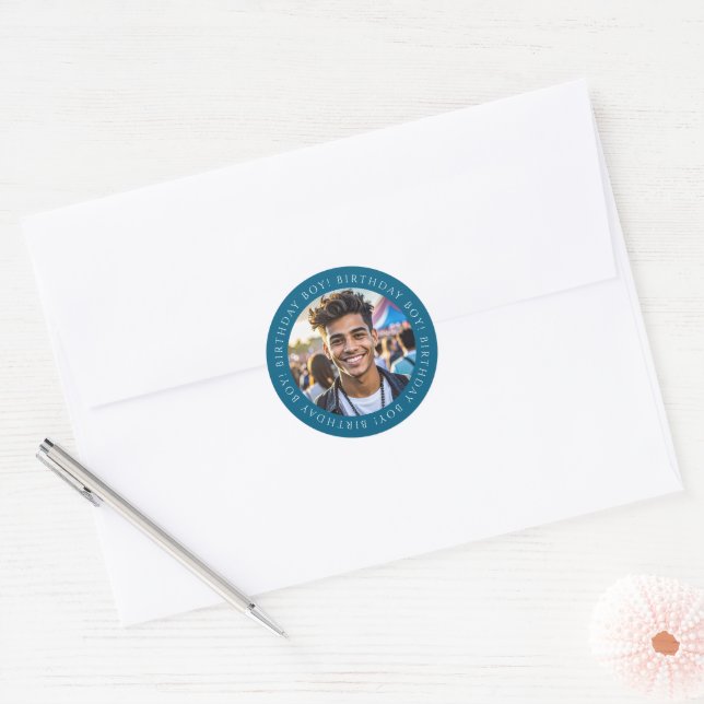 Adesivo Redondo Custom Birthday Boy Photo Envelope Seal Sticker  (Envelope)