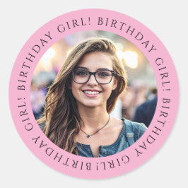 Adesivo Redondo Custom Birthday Girl Photo Envelope Seal Sticker