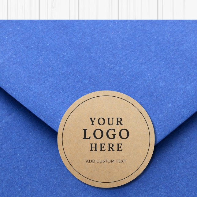 Adesivo Redondo Custom Business Logo On Kraft Paper Style Branded (Criador carregado)