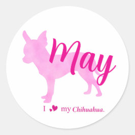 Adesivo Redondo Custom Chihuahua pastel pink silhouette sticker