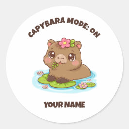 Adesivo Redondo Custom Cute Kawaii Capybara Mode