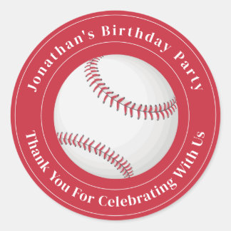 Adesivo Redondo Custom Details Baseball Ball Sport Birthday Event