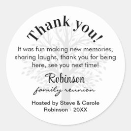Adesivo Redondo Custom Family Reunion Thank You Favor Bag 3-in 