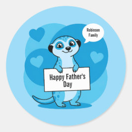 Adesivo Redondo Custom Father’s Day Cute Meerkat Illustration