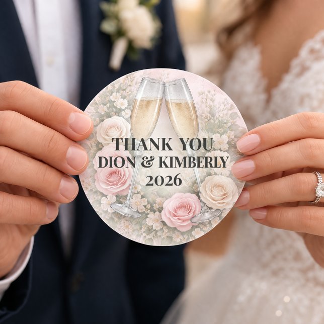 Adesivo Redondo Custom Floral Champagne Toast Sticker (Criador carregado)