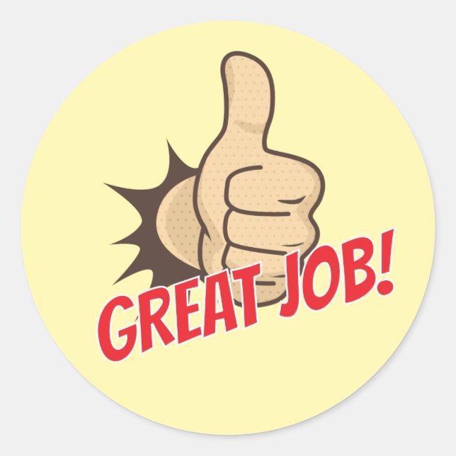 Adesivo Redondo Custom “Great Job!” Teacher Reward Stickers (Frente)