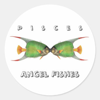 Adesivo Redondo Custom Green Angel Fish Pisces Astrological Sign