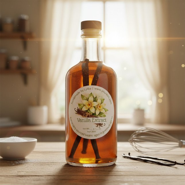 Adesivo Redondo Custom Homemade Vanilla Extract Round Sticker (Criador carregado)