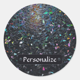 Adesivo Redondo Custom Iridescent Abstract Stained Glass Pattern