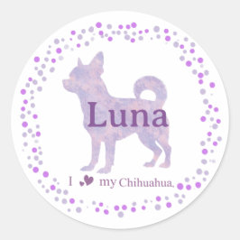 Adesivo Redondo Custom lavender chihuahua Silhouette sticker